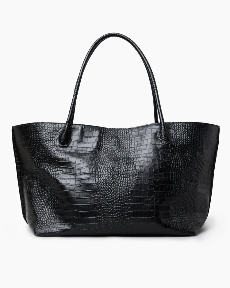 The Eva Weekend Tote Black Croc Vesker